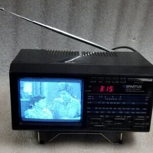 SPARTUS VINTAGE COMBO ALARM CLOCK AM FM RADIO TV GAMING *ALL WORKS*
